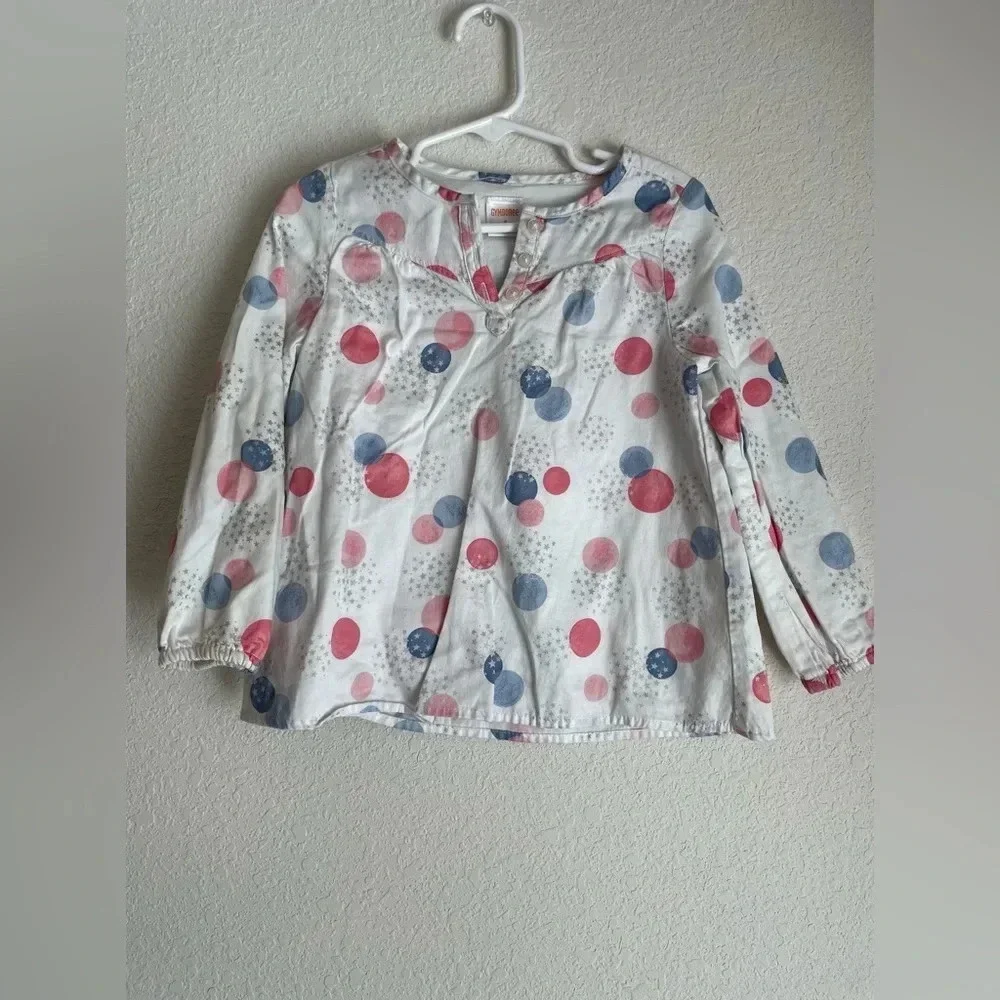 Gymboree toddler girls long sleeve lined woven bubbles with stars shirt size 4